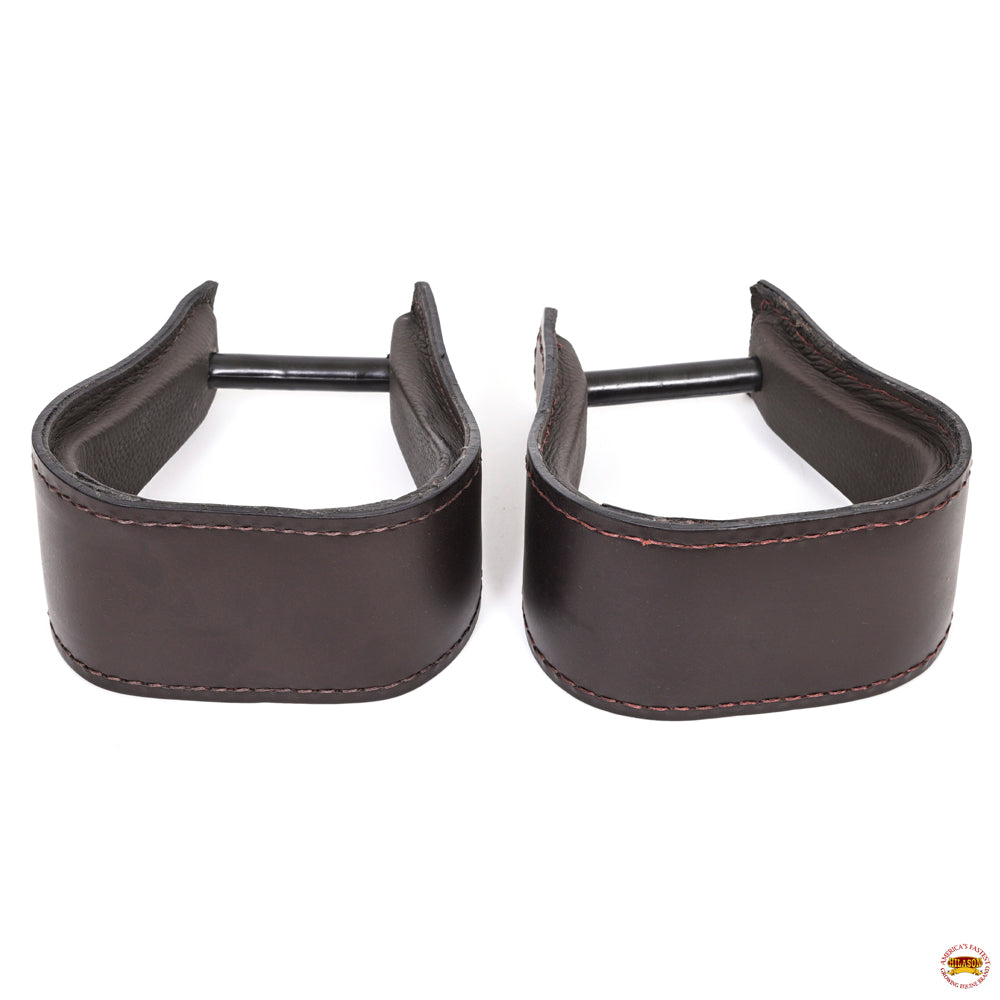 Hilason Western Saddle Dark Brown Leather Covered Horse Saddle Stirrups