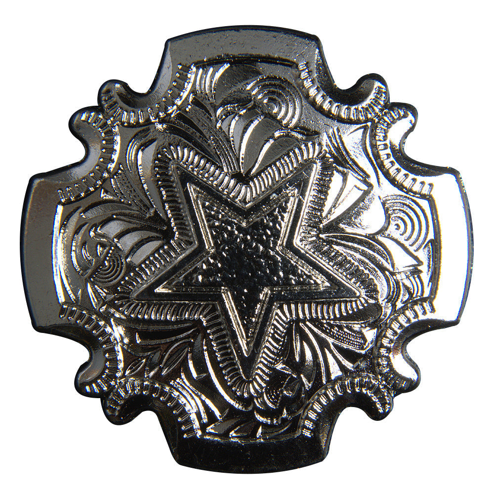 Western Screw Back Concho 1.5In Bright Silver Star Saddle Cowgirl Hilason