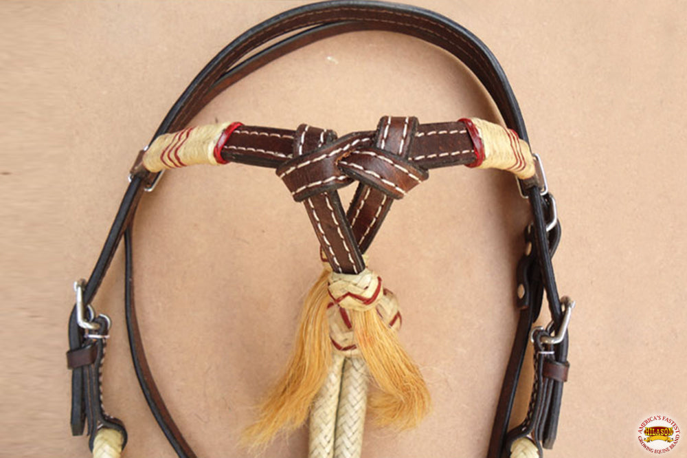 HILASON Western American Leather Bitless Bitfree Headstall Bosal Reins