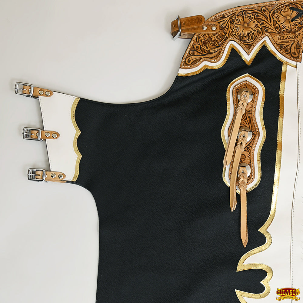 Hilason Handmade Genuine Leather Chaps Adult Handtooled Rodeo Bull Riding