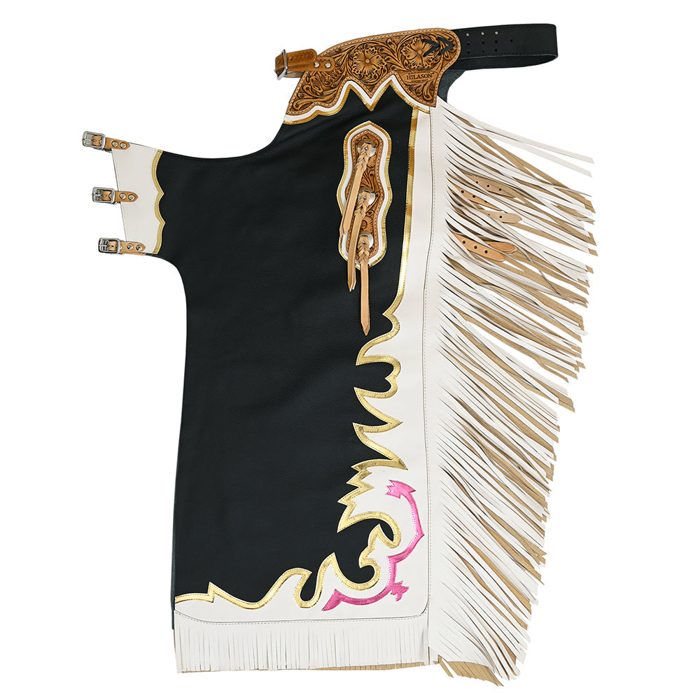 Hilason Handmade Genuine Leather Chaps Adult Handtooled Rodeo Bull Riding