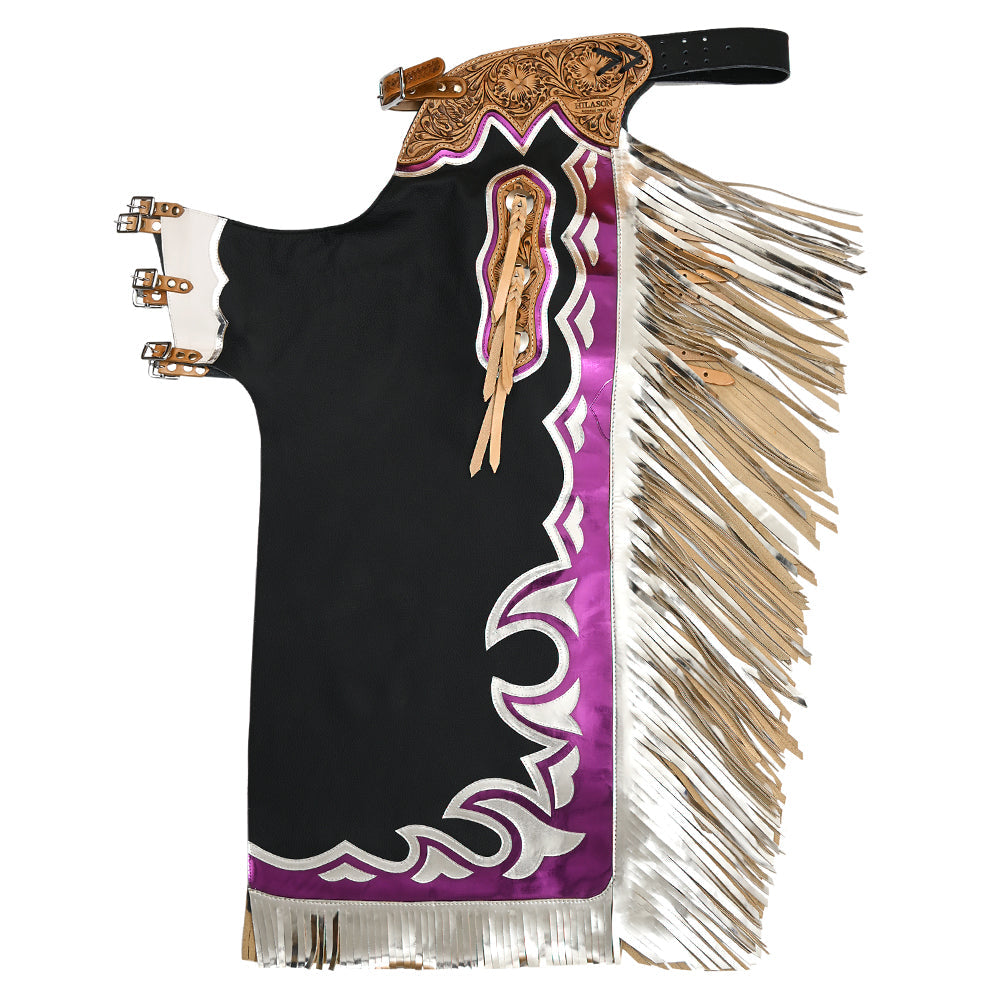 Hilason Handmade Genuine Leather Chaps Adult Handtooled Rodeo Bull Riding
