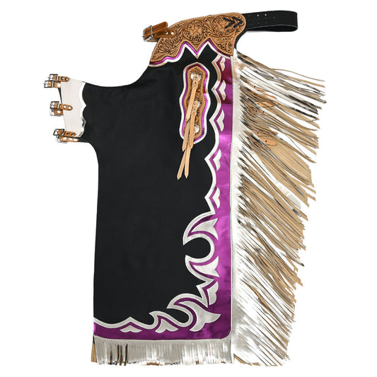 Hilason Handmade Genuine Leather Chaps Adult Handtooled Rodeo Bull Riding