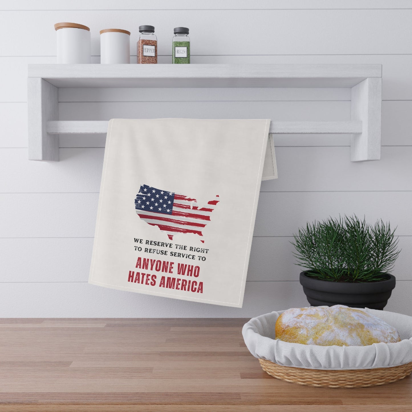 Patriotic Tea/Bar Towels, "WE RESERVE THE RIGHT TO REFUSE SERVICE TO ANYONE WHO HATES AMERICA" Kitchen Decor, American Pride, Unique Gift, Home & Hostess, Fun Cooking Accessories, Holiday Decor