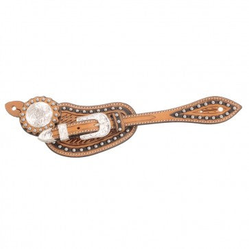 Premium Leather Two Tone Spur Straps with Engraved Silver Hardware