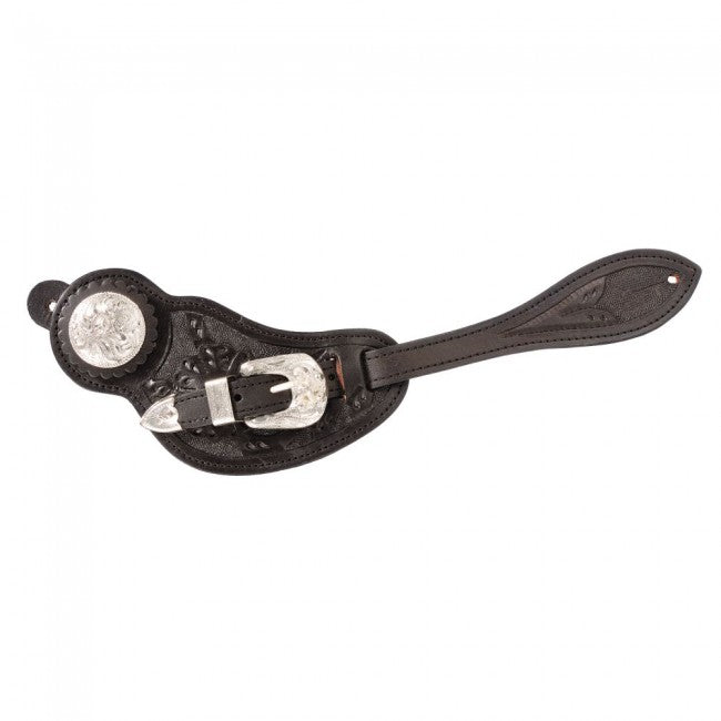ROYAL KING FLORAL SPUR STRAPS WITH SILVER - BLACK