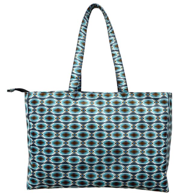 Gray Blue Aztec Nylon Travel Tote