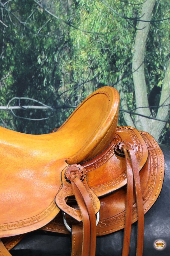 Western Horse Saddle American Leather Ranch Roping Trail Hilason Beige