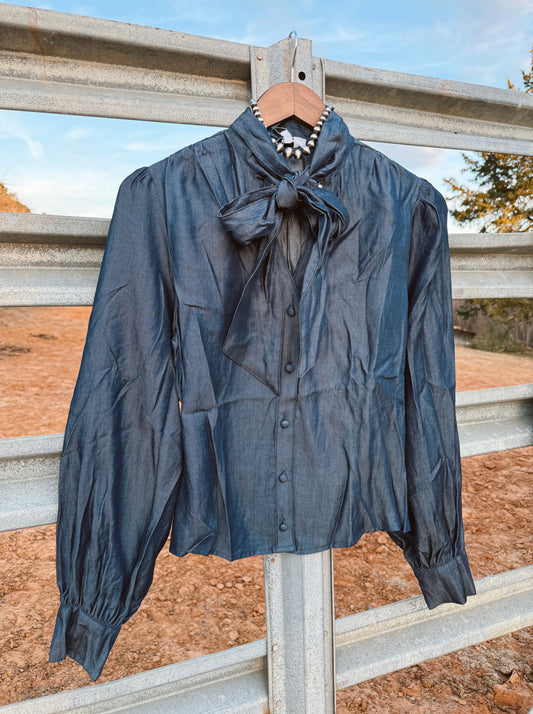 The Denim Tie Top