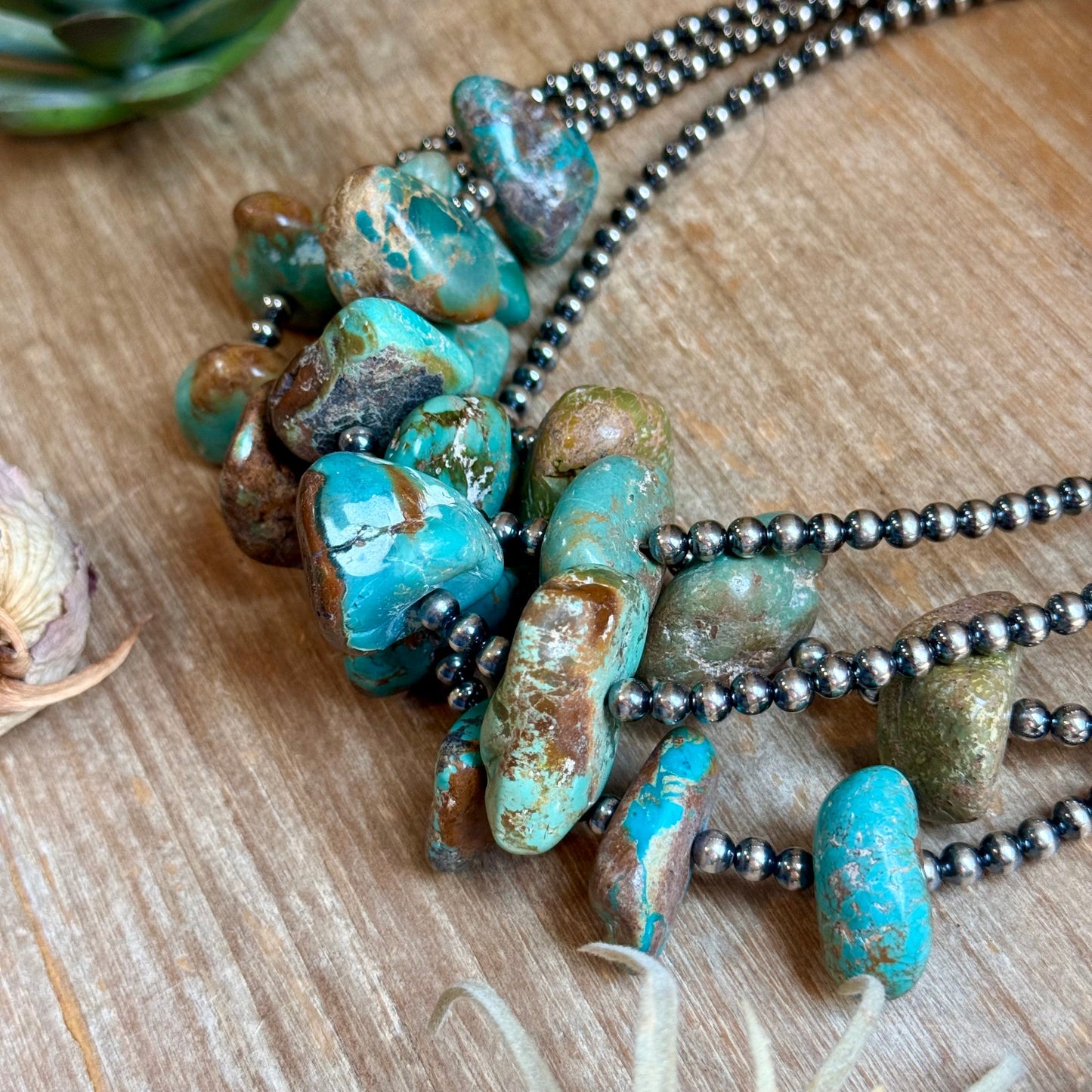 Chunky Green Turquoise Nugget Necklace – 19" Plus Extender