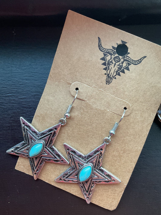 Turquoise Star Dangle Earrings