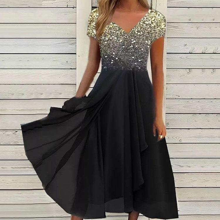 Serene Blooms Chiffon Patchwork Dress | Elegant Floral Dress for Summer