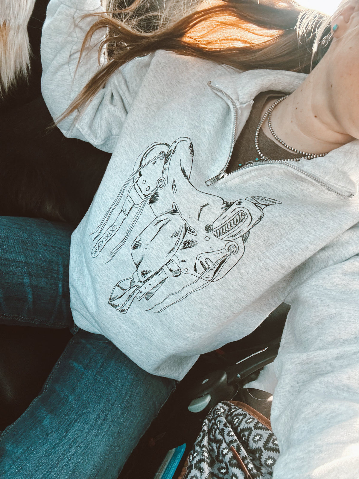 Saddle Sketch Quarter Zip (Ash)