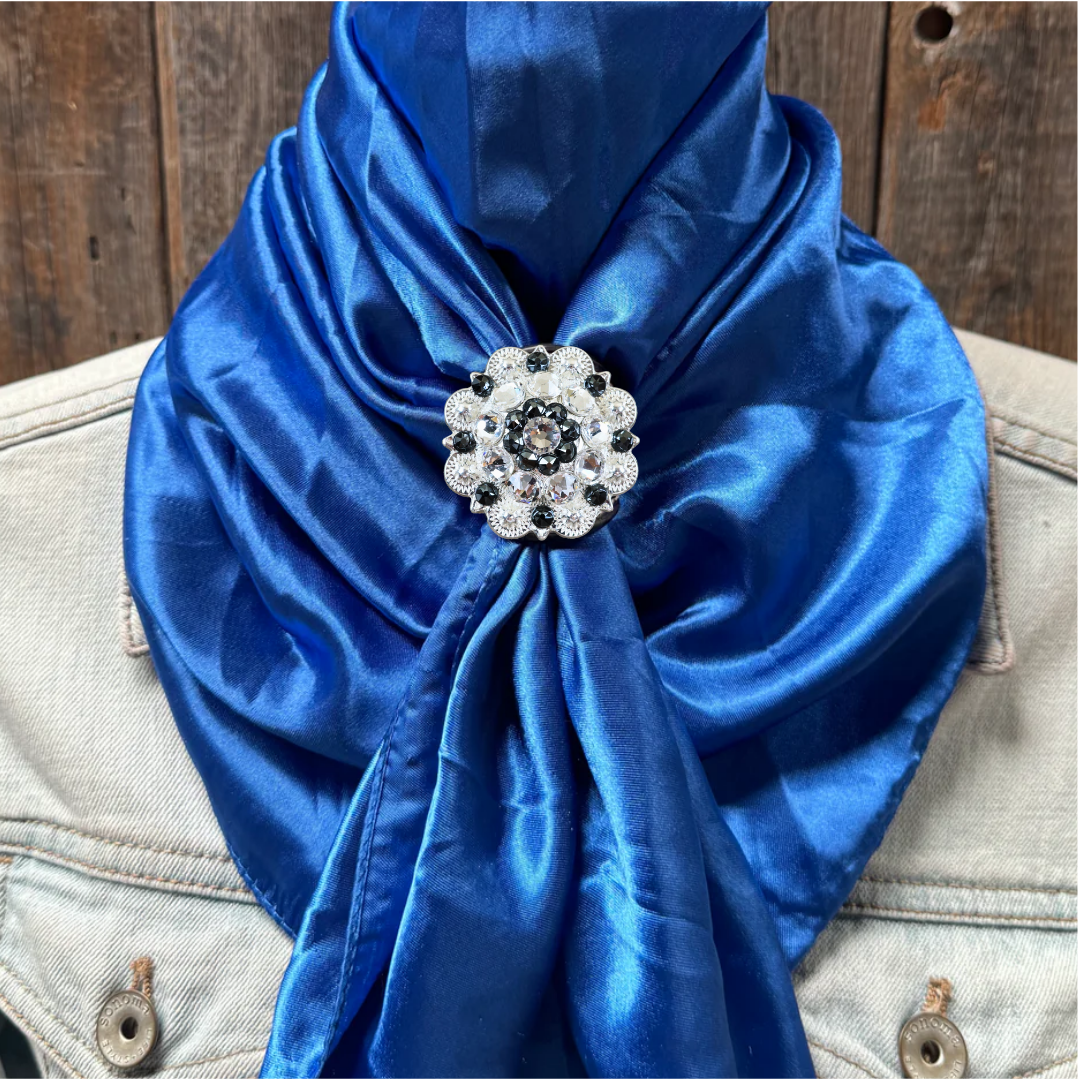 35X35" Solid Electric Blue Wild Rag / Scarf WRS17 - Crystal Concho Wild Rag Slides - Assorted