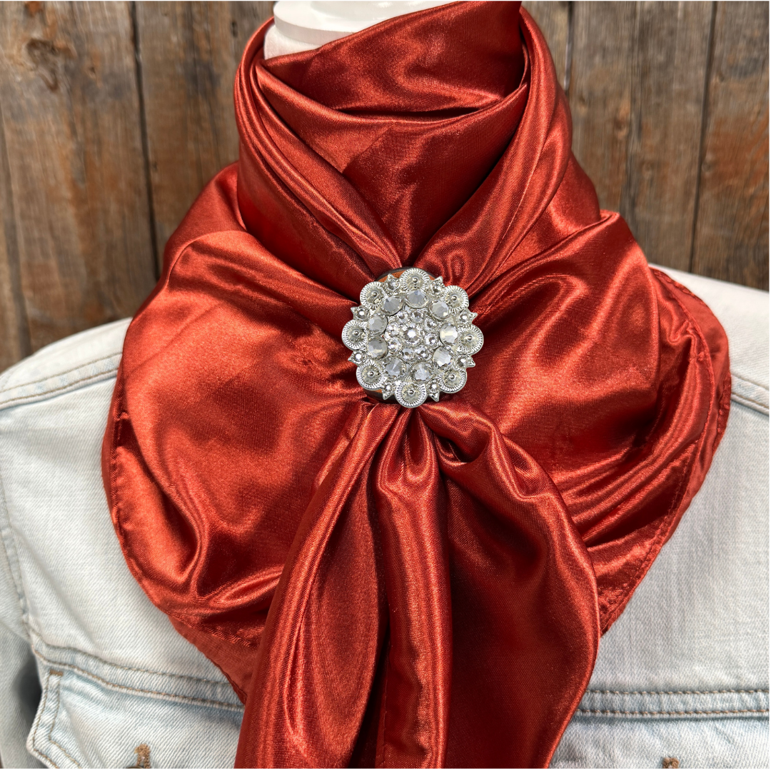 35X35" Solid Rust Wild Rag / Scarf WRS16 - Crystal Concho Wild Rag Slides - Assorted