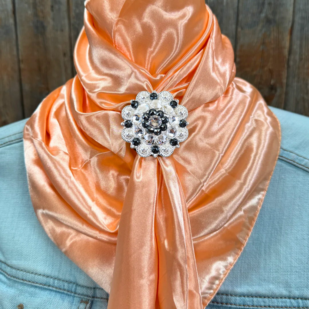 35X35" Solid Peach Wild Rag / Scarf WRS24 - Crystal Concho Wild Rag Slides - Assorted