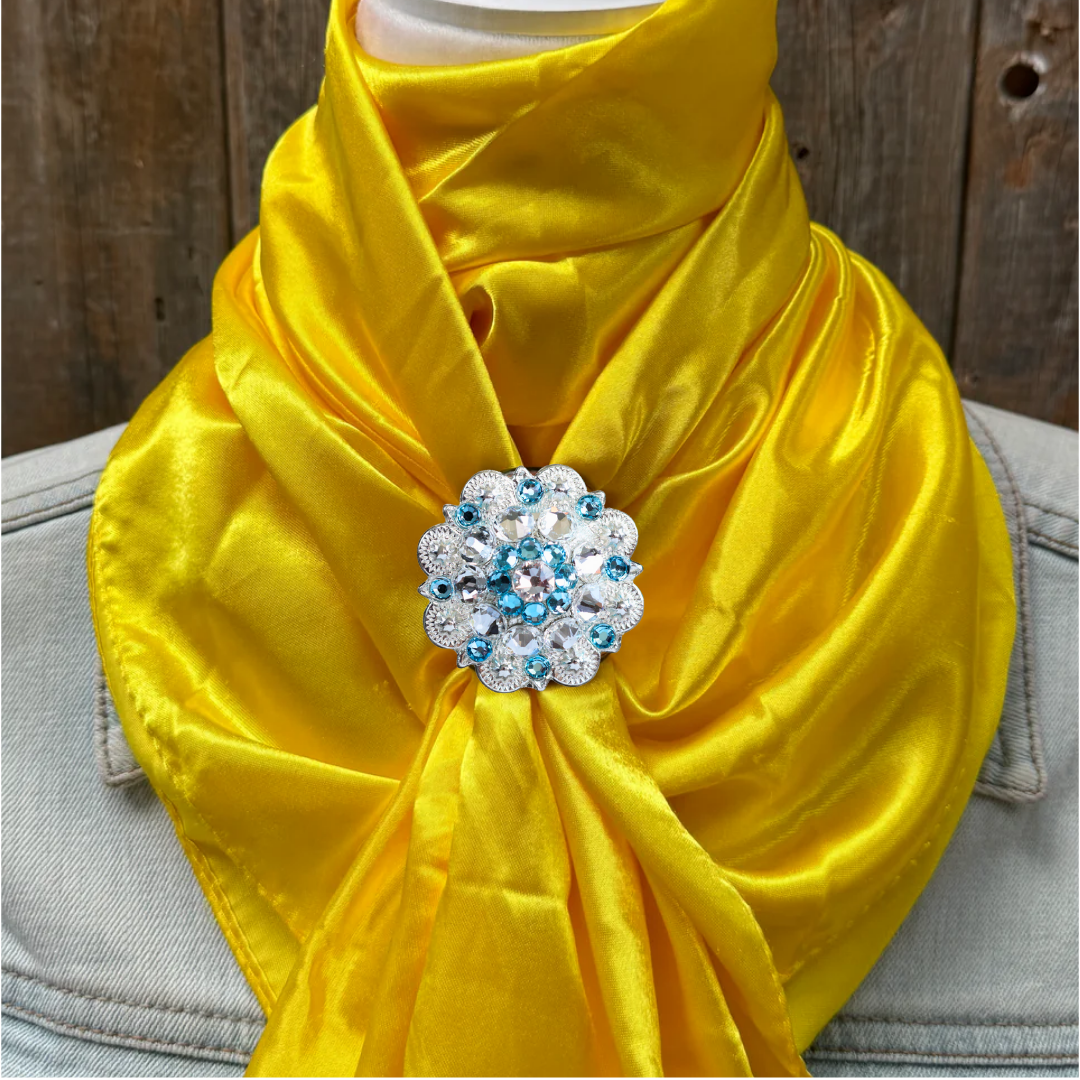 35X35" Solid Yellow Wild Rag / Scarf WRS23 - Crystal Concho Wild Rag Slides - Assorted