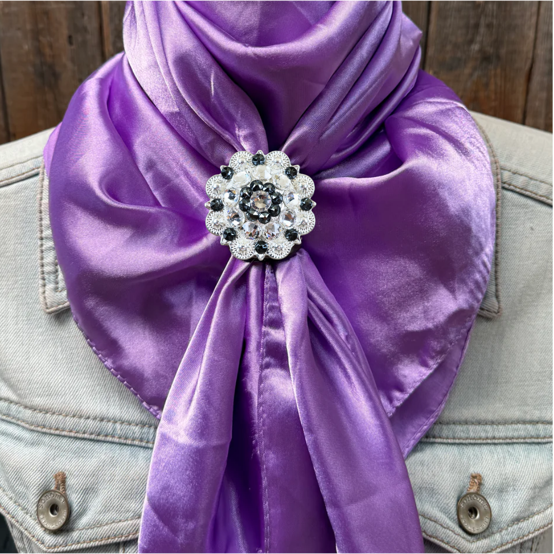 35X35" Solid Lavender Wild Rag / Scarf WRS13 - Crystal Concho Wild Rag Slides - Assorted