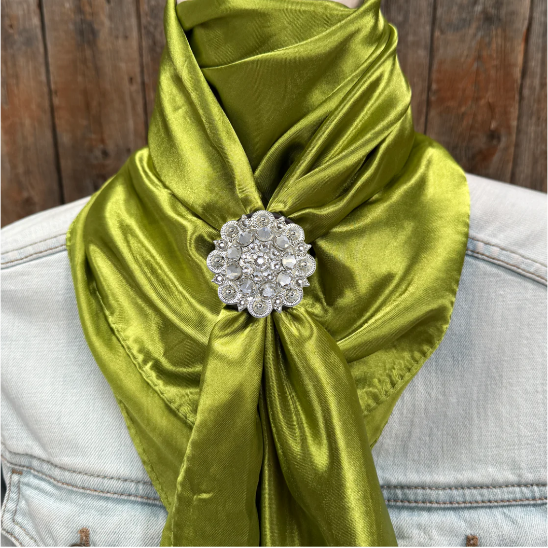 35X35" Solid Light Green Wild Rag / Scarf WRS22 - Crystal Concho Wild Rag Slides - Assorted