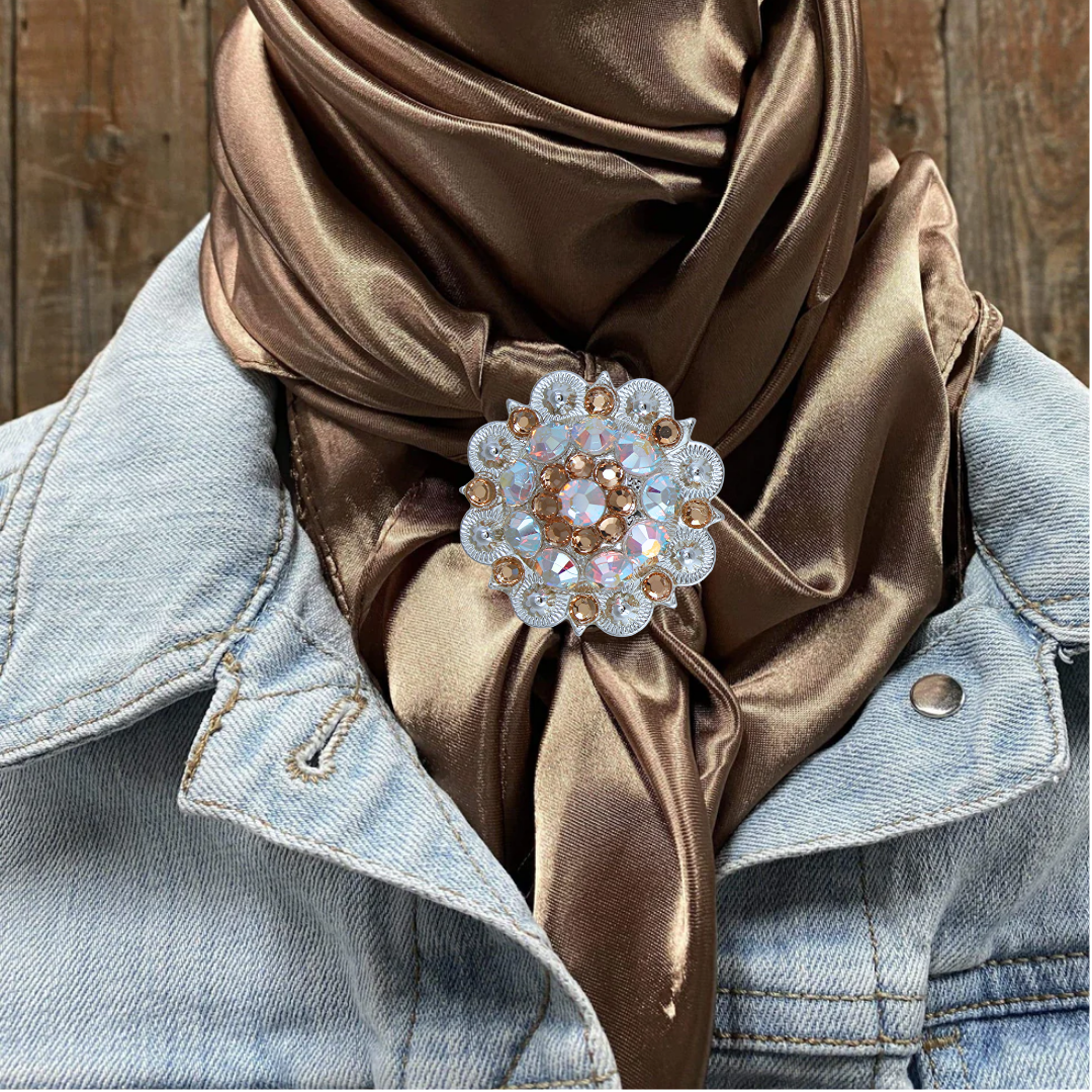 35X35" Solid Tan Wild Rag / Scarf WRS7 - Crystal Concho Wild Rag Slides - Assorted