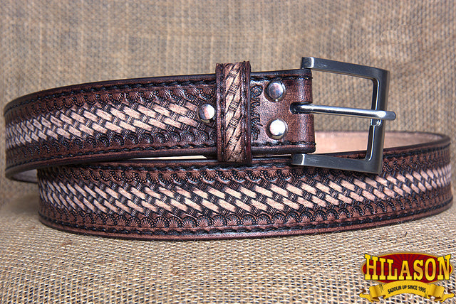 HILASON Western Genuine Leather Belt for Men Women Cowboy Cowgirl Handmade Unisex Full Grain Heavy Duty Tooled Belt for Jeans