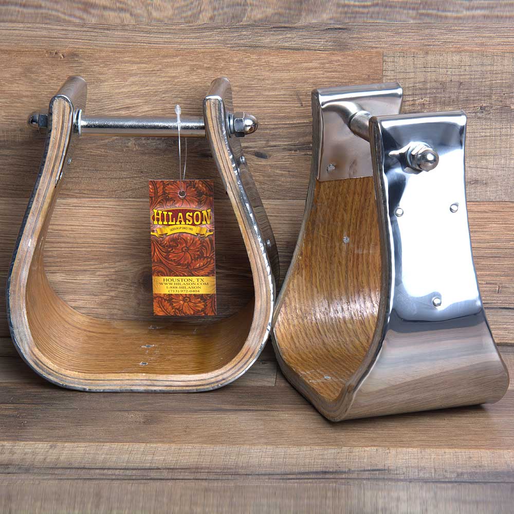 Hilason Western Wooden W/ Steel Horse Saddle Stirrups Pair W/ 4" Thread