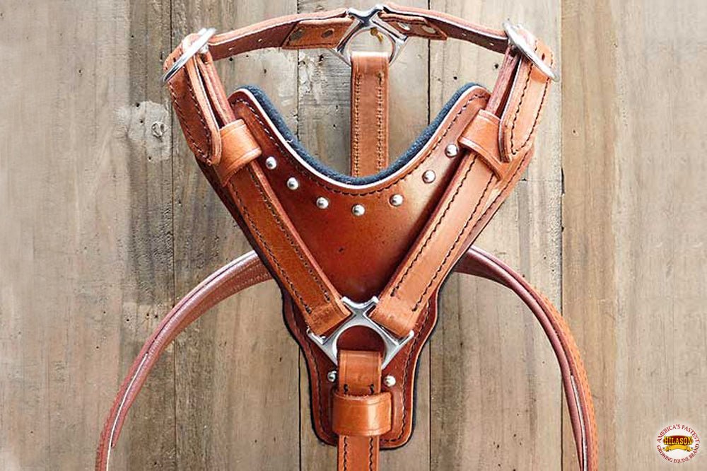 Large Leather Dog Harness Mahogany Genuine With Matching Leash Hilason