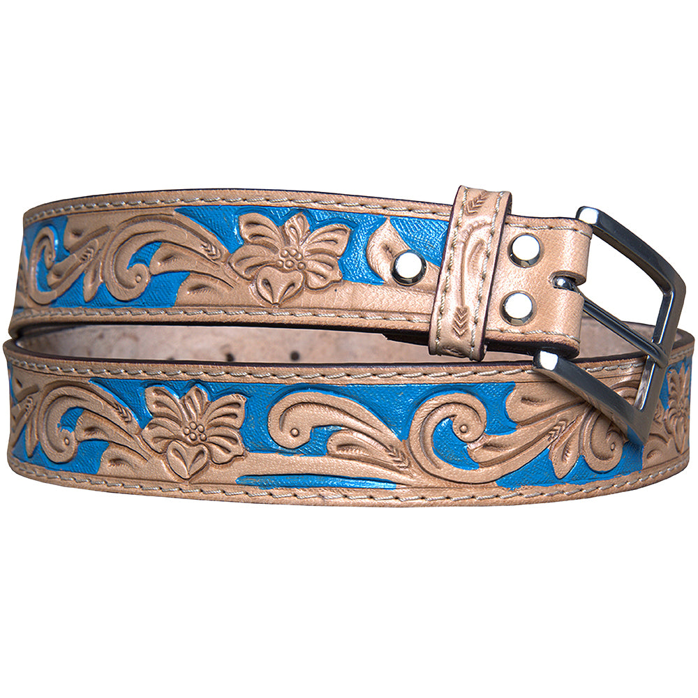 HILASON Western Genuine Leather Belt for Men Women Cowboy Cowgirl Handmade Unisex Full Grain Heavy Duty Floral Tooled Belt