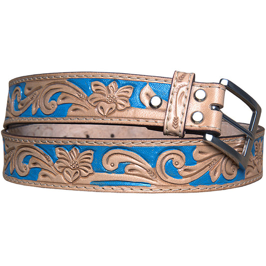 HILASON Western Genuine Leather Belt for Men Women Cowboy Cowgirl Handmade Unisex Full Grain Heavy Duty Floral Tooled Belt
