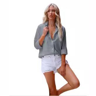 Summer Breeze Button-Up Shirt – Stylish Cotton and Linen Top for Women