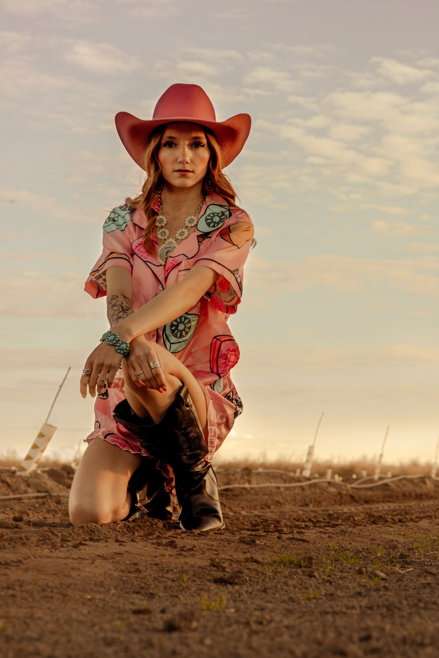 Cowboy Candy Heart Silky Pajama Sets