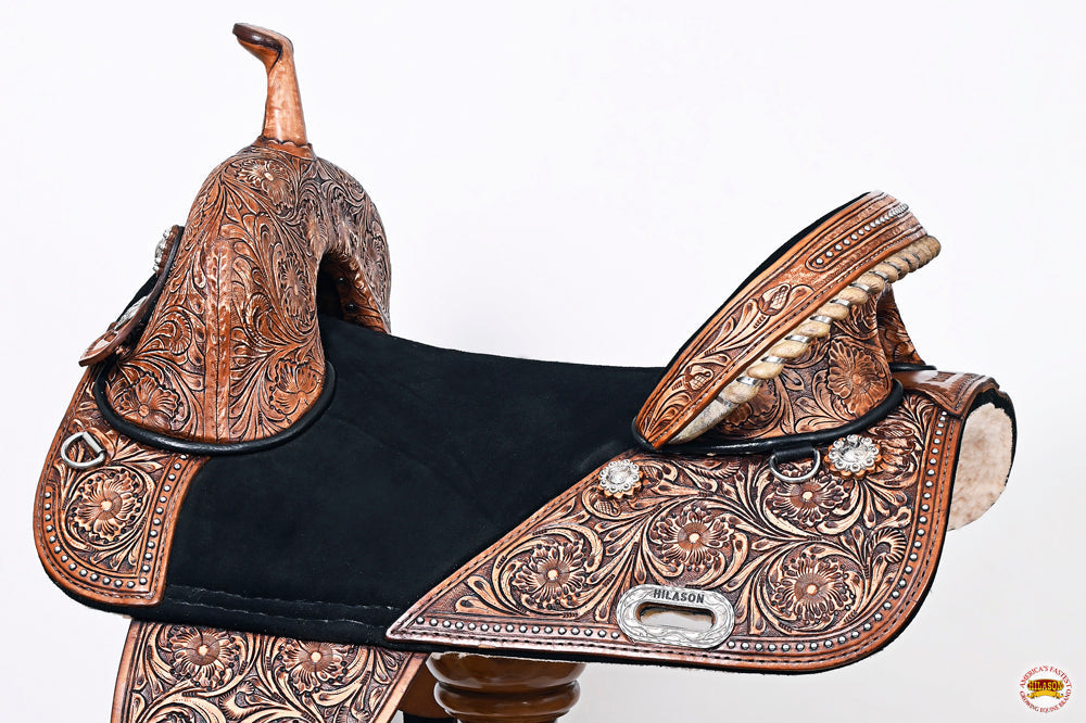 HILASON Treeless Western Trail Barrel Racing American Leather Saddle Dark Brown | Horse Saddle | Western Saddle | Treeless Saddle | Saddle for Horses | Horse Leather Saddle