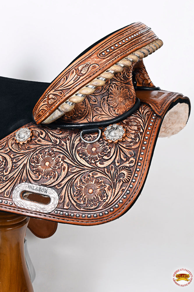 HILASON Treeless Western Trail Barrel Racing American Leather Saddle Dark Brown | Horse Saddle | Western Saddle | Treeless Saddle | Saddle for Horses | Horse Leather Saddle
