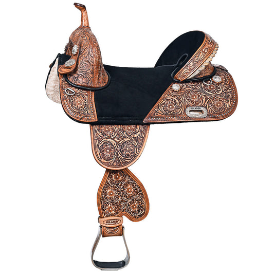 HILASON Treeless Western Trail Barrel Racing American Leather Saddle Dark Brown | Horse Saddle | Western Saddle | Treeless Saddle | Saddle for Horses | Horse Leather Saddle