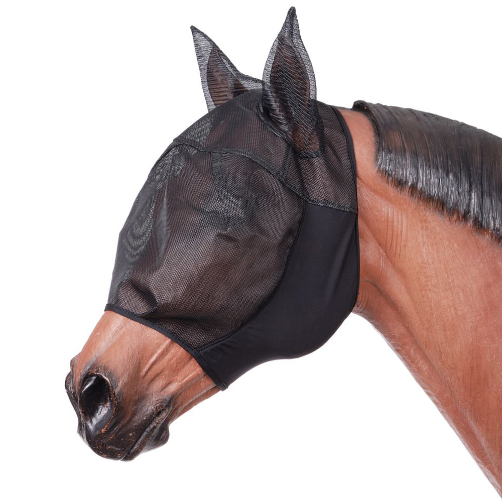 Large X Large Tough-1 Lycra Comfortable Horse Fly Mask W/ Ears Black