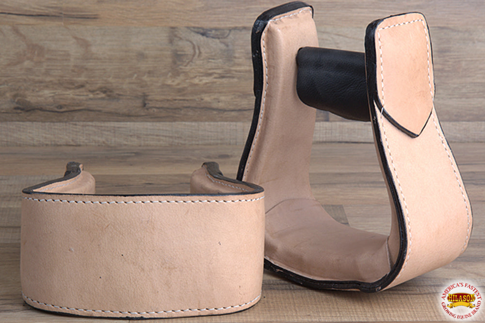 HILASON Horse Western Saddle Stirrup Leather Stirrups Pair | Leather Western Stirrups with Wooden Core | Western Saddle Stirrups | Horse Saddle Stirrups | Anti-Slip Stirrups