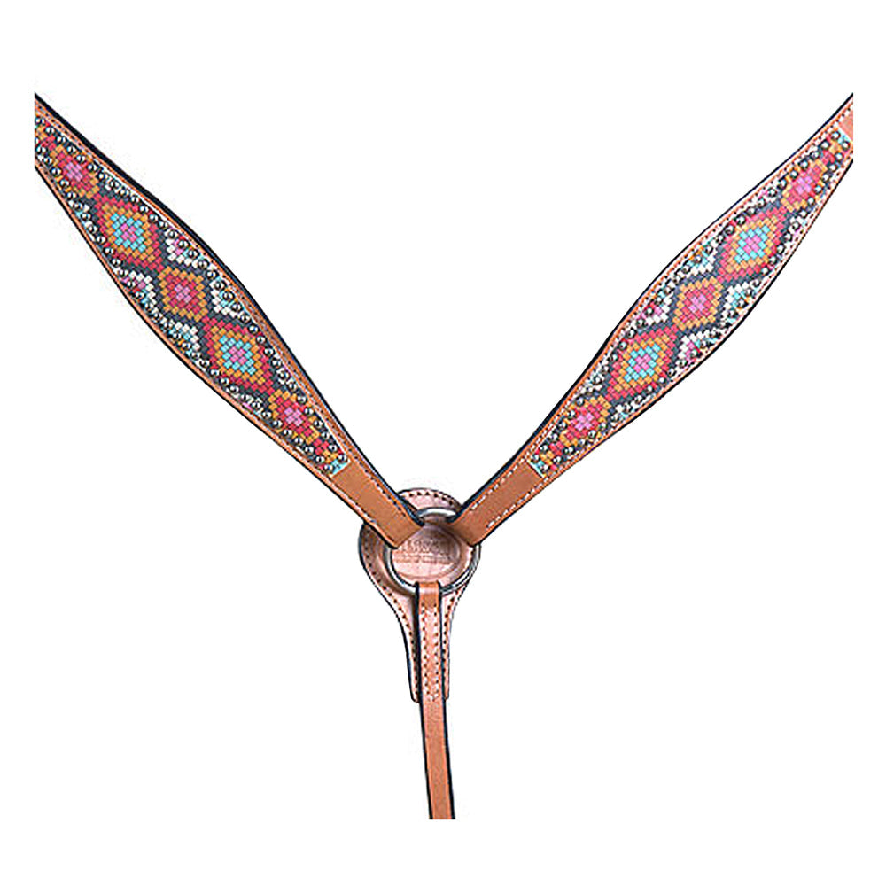 Hilason Western Horse Breast Collar Headstall American Leather Painted Geomatric
