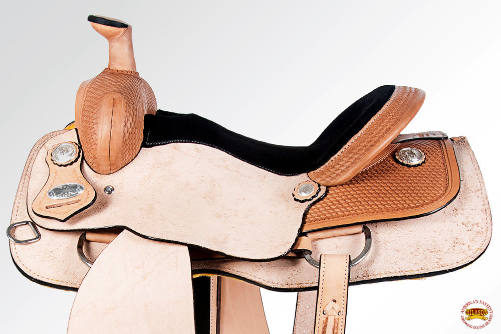 Western Horse Saddle American Leather Ranch Roping Cowboy rough Out Tan Hilason