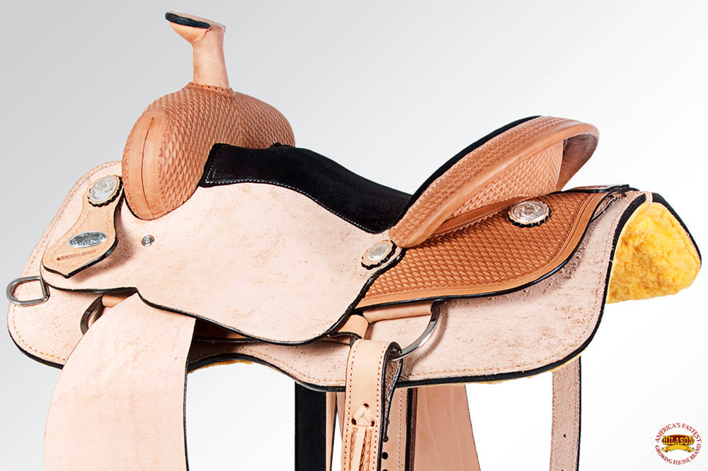 Western Horse Saddle American Leather Ranch Roping Cowboy rough Out Tan Hilason