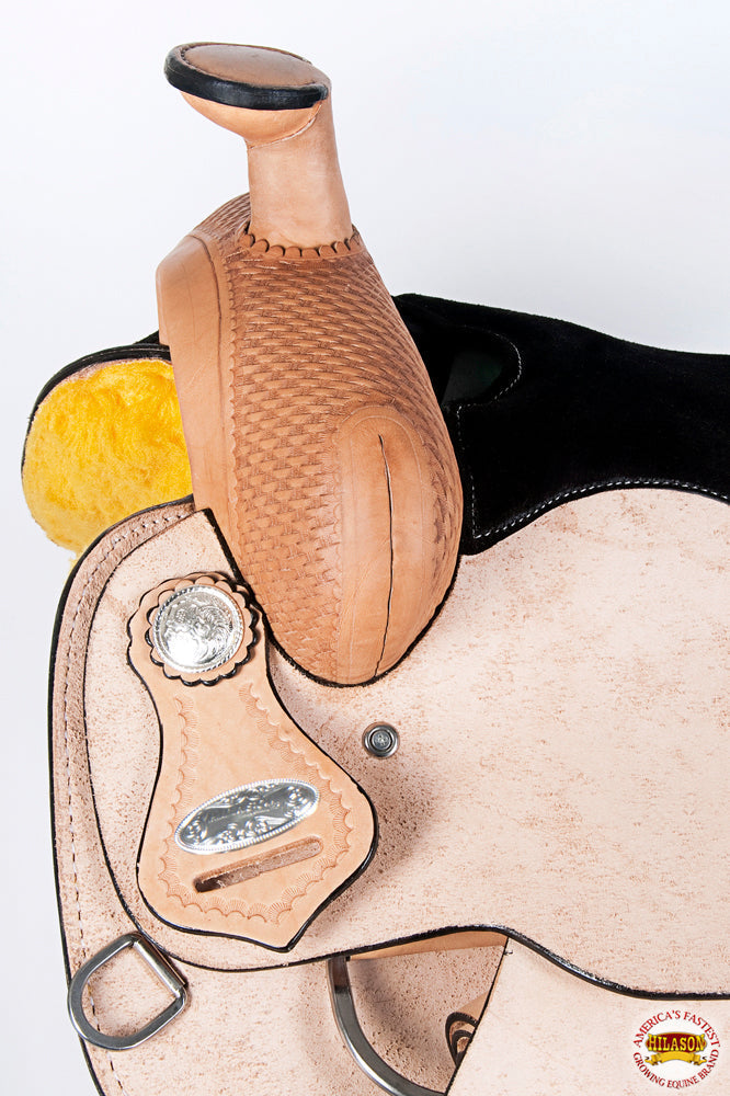 Western Horse Saddle American Leather Ranch Roping Cowboy rough Out Tan Hilason