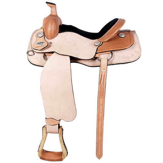 Western Horse Saddle American Leather Ranch Roping Cowboy rough Out Tan Hilason