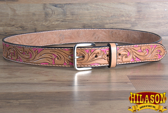 HILASON Western Genuine Leather Belt for Men Women Cowboy Cowgirl Handmade Unisex Full Grain Heavy Duty Floral Tooled Belt