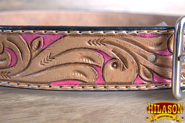 HILASON Western Genuine Leather Belt for Men Women Cowboy Cowgirl Handmade Unisex Full Grain Heavy Duty Floral Tooled Belt