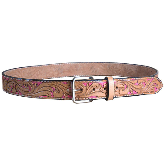 HILASON Western Genuine Leather Belt for Men Women Cowboy Cowgirl Handmade Unisex Full Grain Heavy Duty Floral Tooled Belt