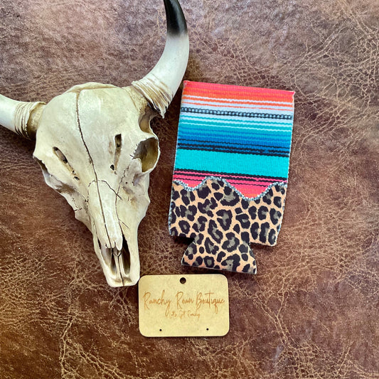Serape Leopard Print Slim Koozie