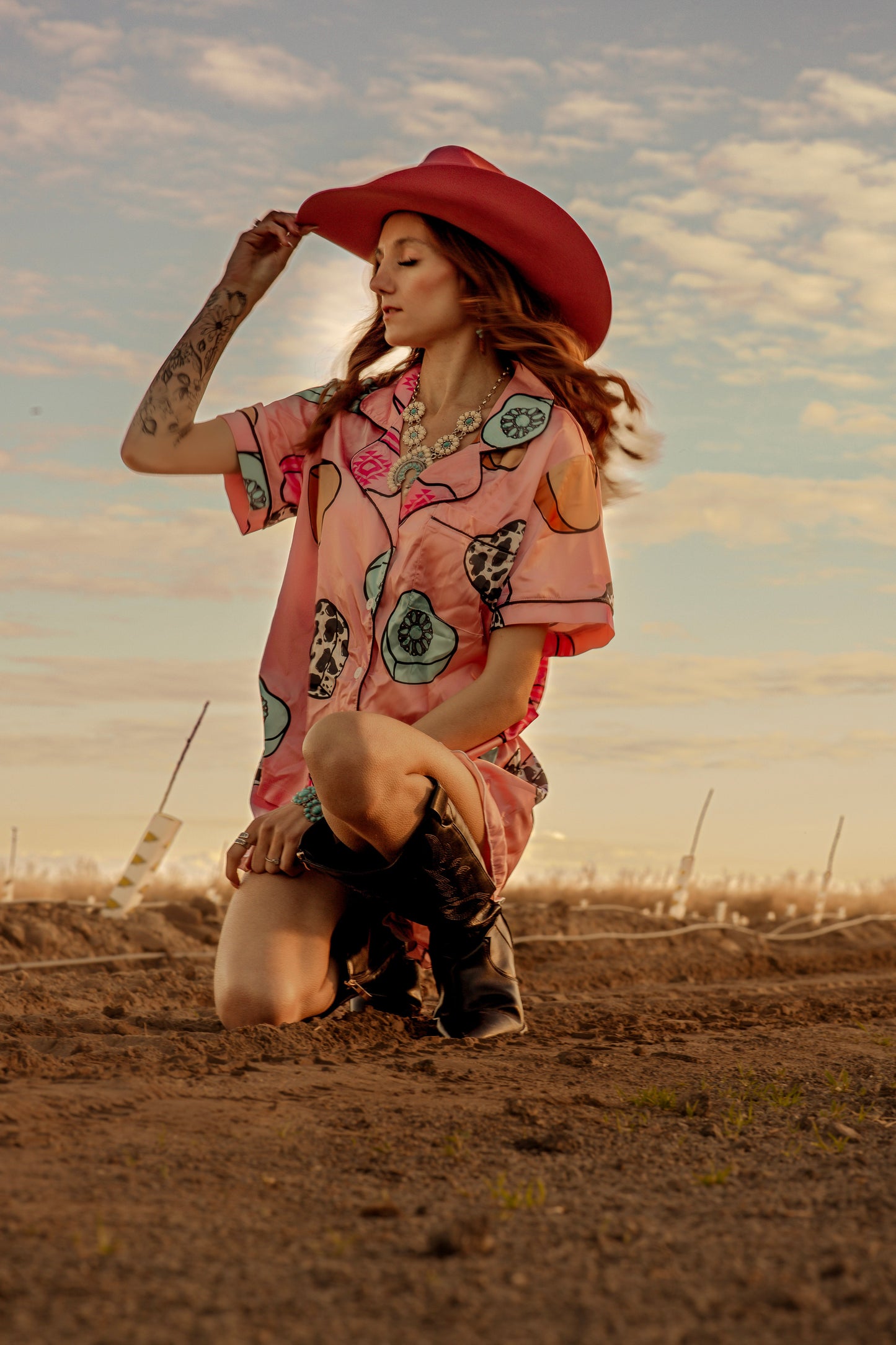 Cowboy Candy Heart Silky Pajama Sets