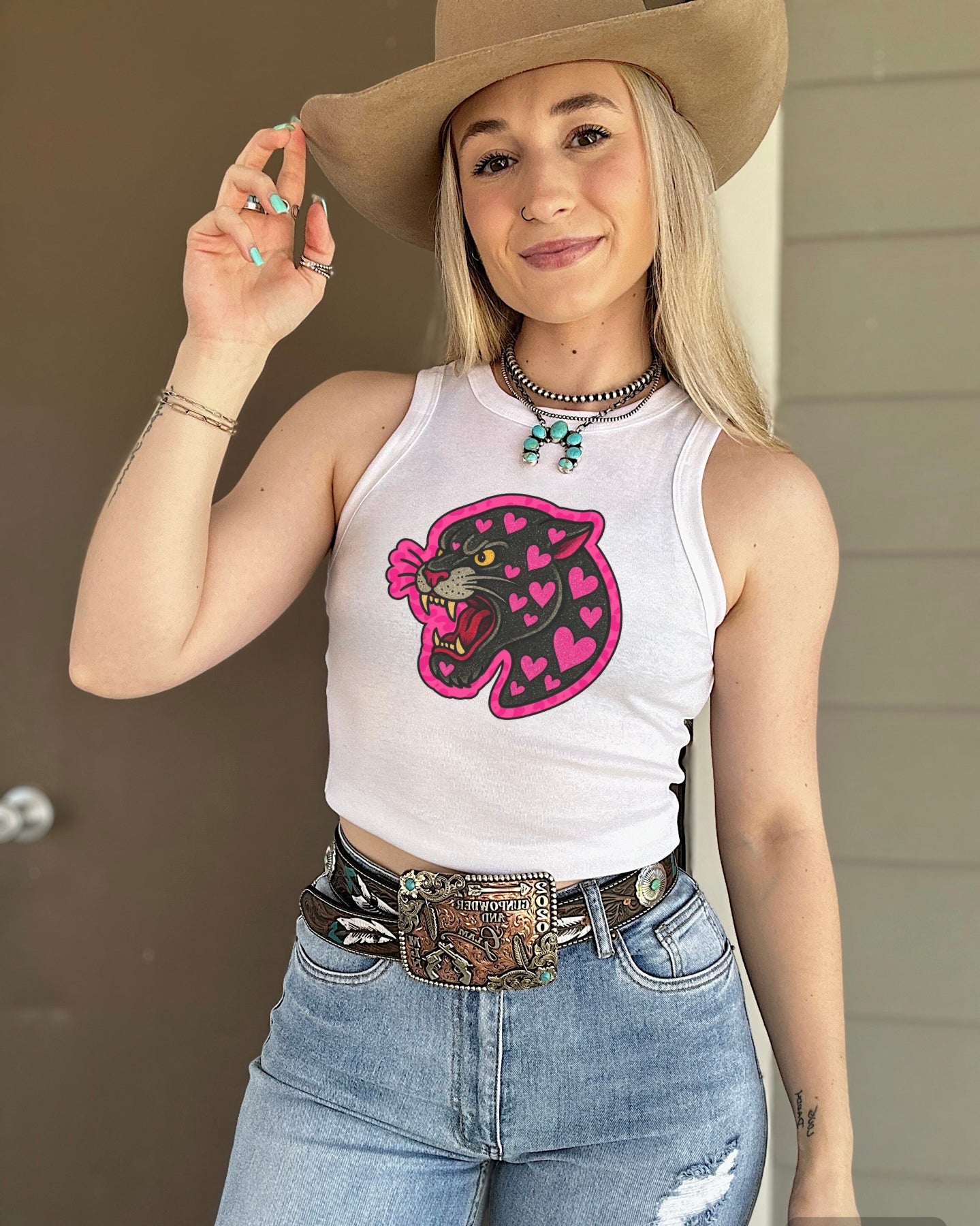 Tattoo Panther Cropped Tank