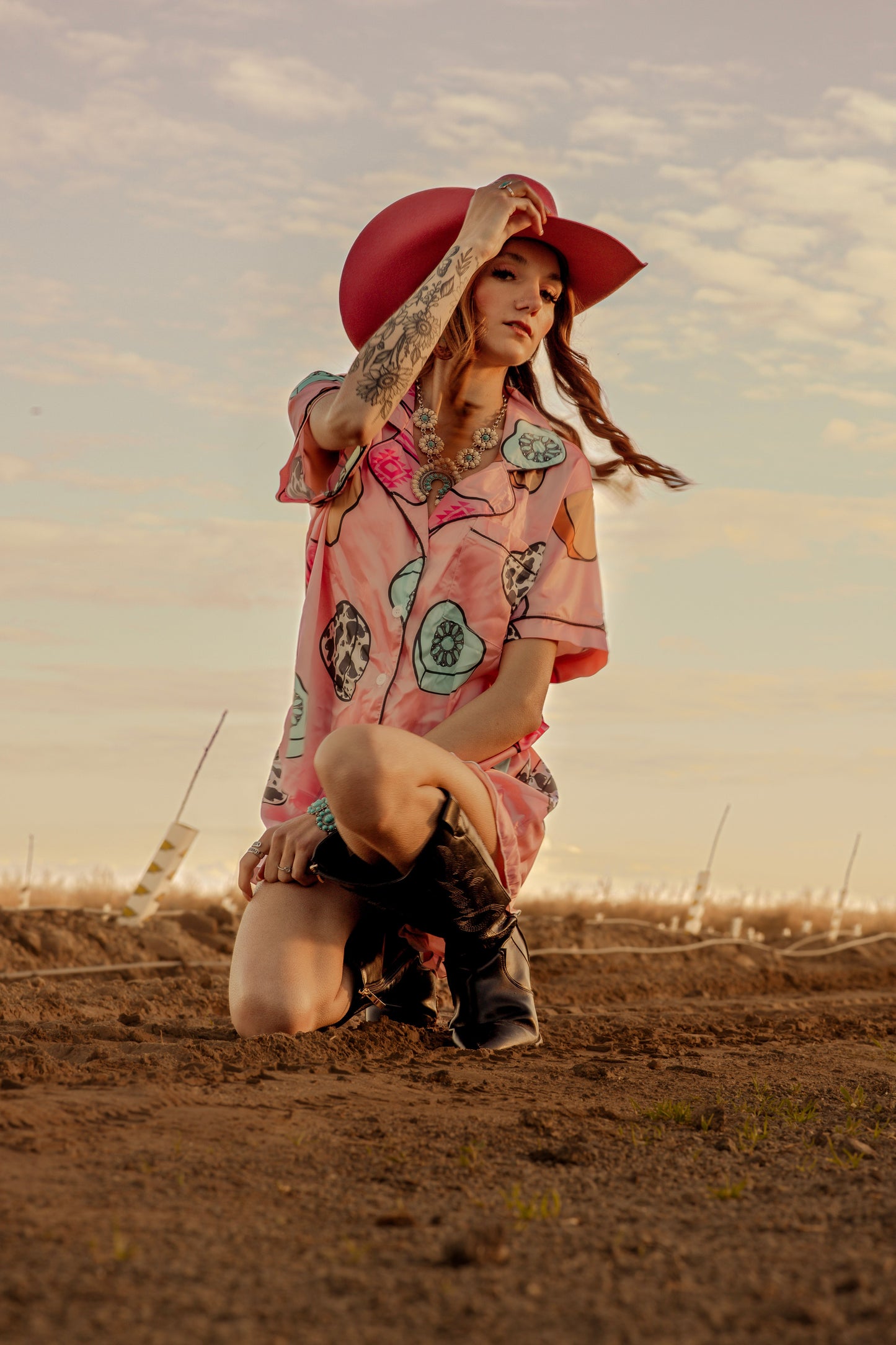 Cowboy Candy Heart Silky Pajama Sets