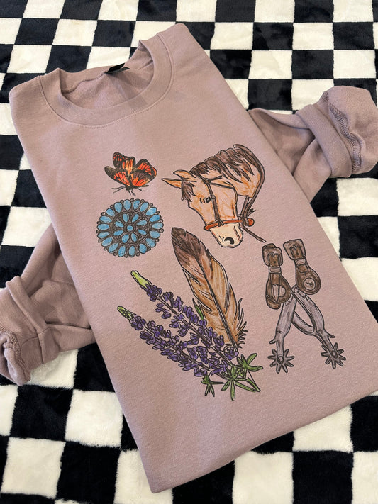 Wyoming Collage - Purple Crewneck