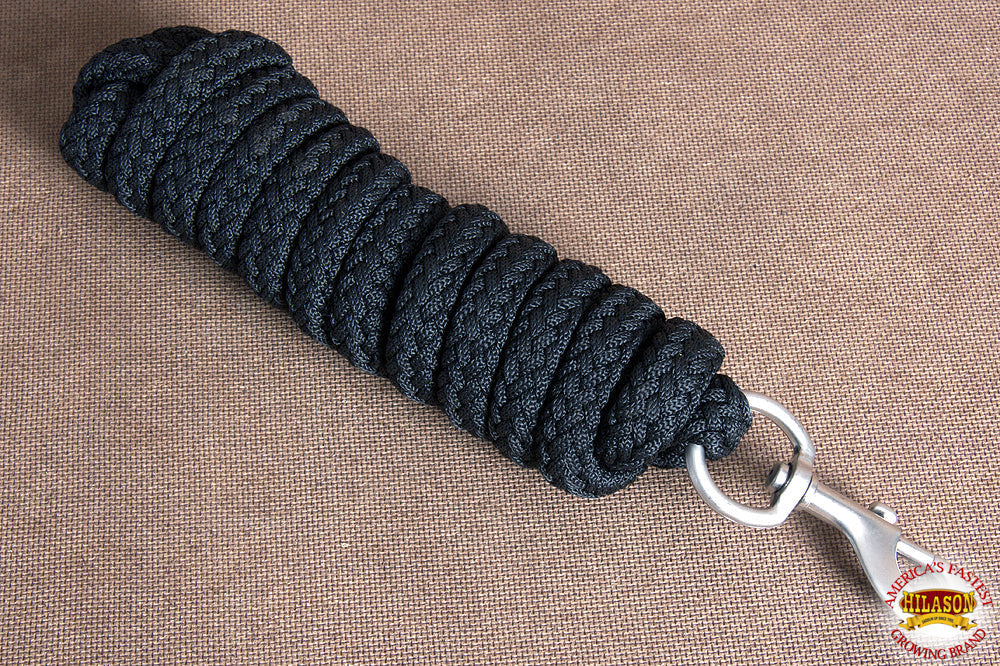 Hilason Horse Riding Poly Lead Rope W/ Trigger Snap Black 1/4" X 9 Ft.